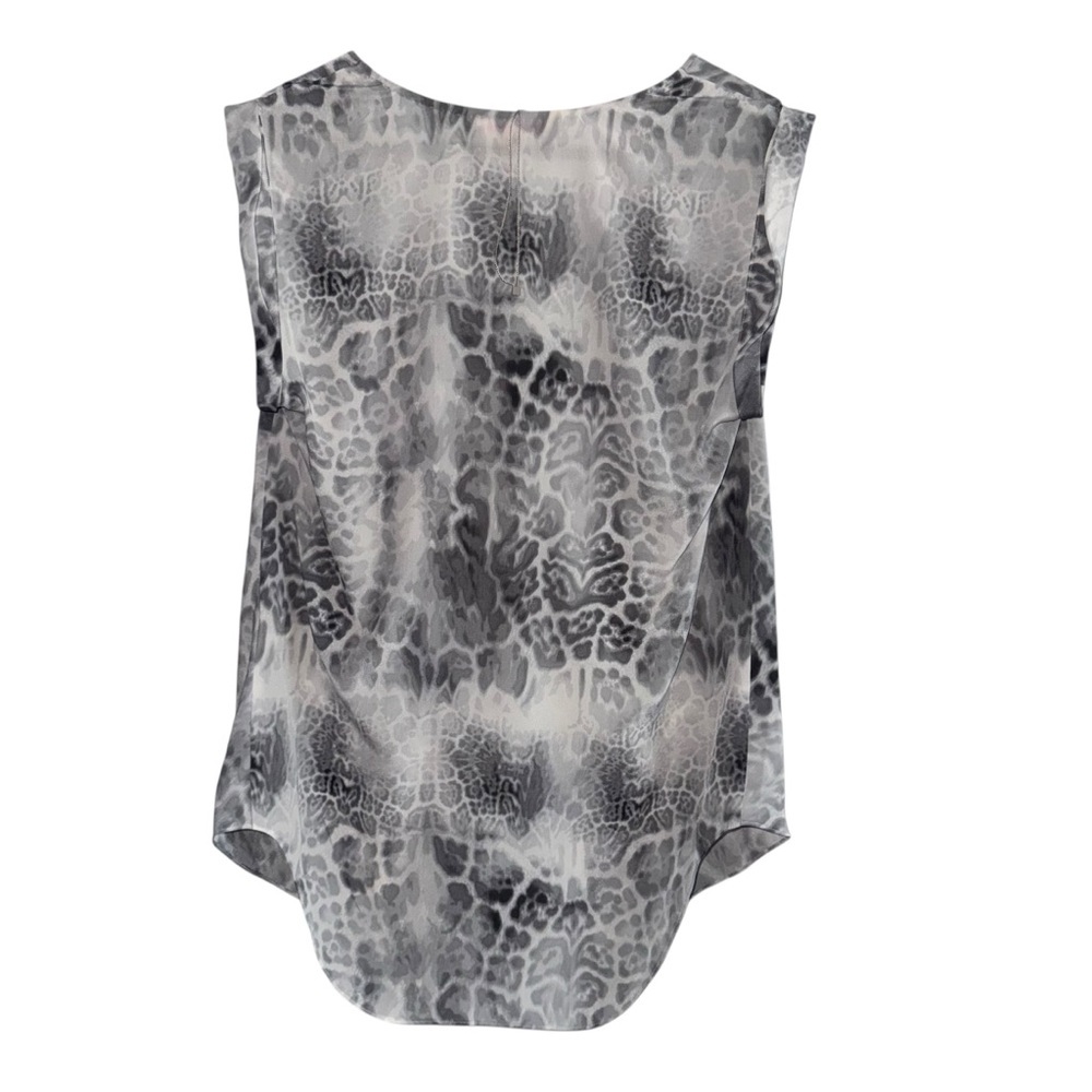 Rebecca Taylor 100% Silk Grey Abstract Animal Print Sleeveless Blouse 4 luxury - Picture 3 of 5